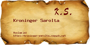 Kroninger Sarolta névjegykártya